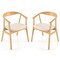 Set Of 2 Leisure Bamboo Armchair Accent Chair W/ Curved Back And Bamboo Structure